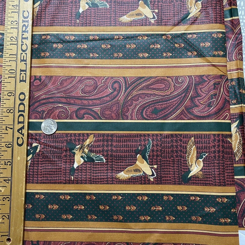 Maroon Duck 1.5y 58w 1990 Atelier Originals Scotchgard Paisley Fabric Cabin Hunt